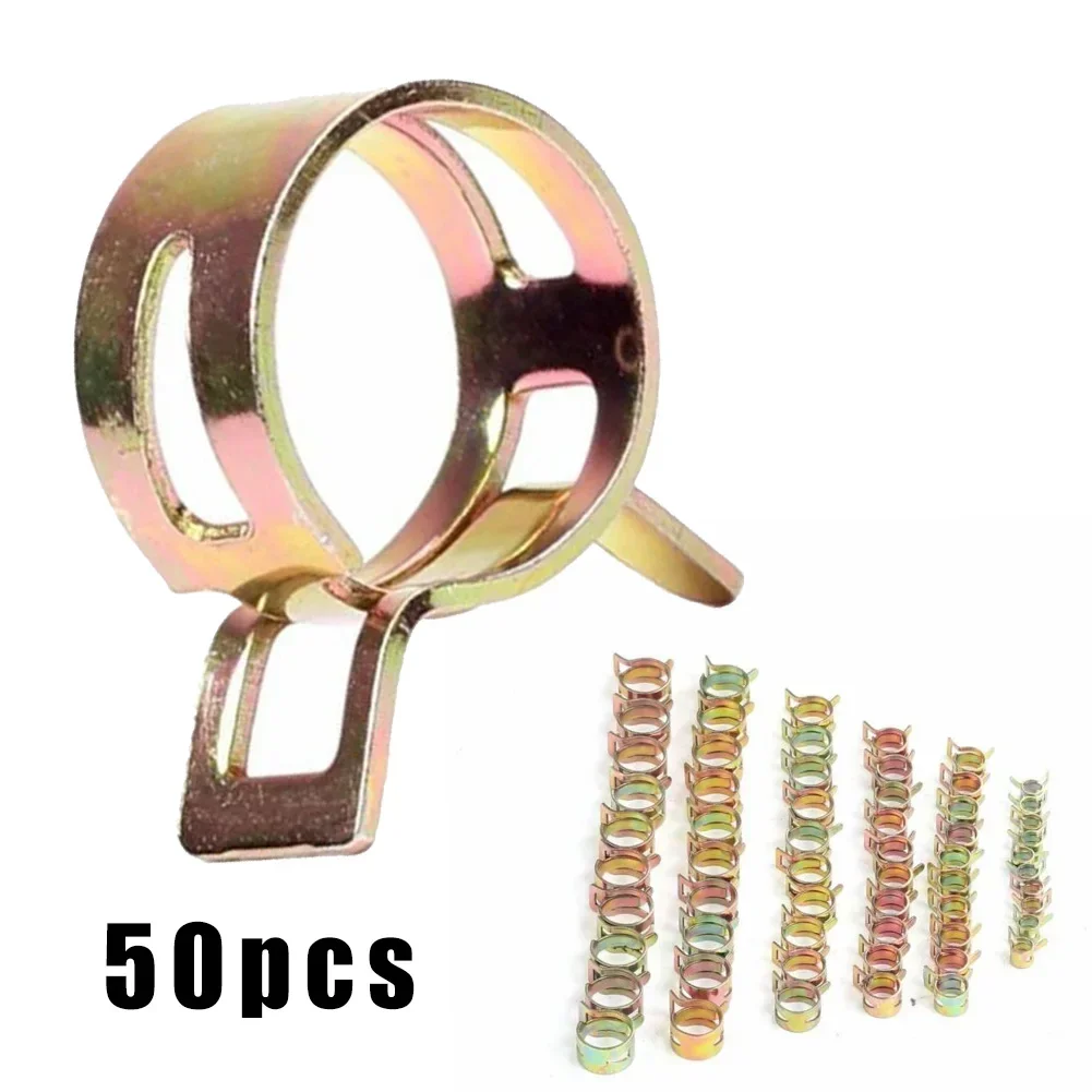 Spring Hose Clamps 50PCS Set - 5 to 9mm Fuel Line & Water Pipe Clips for Car Air Tube Fixing, Auto Repair Accessories