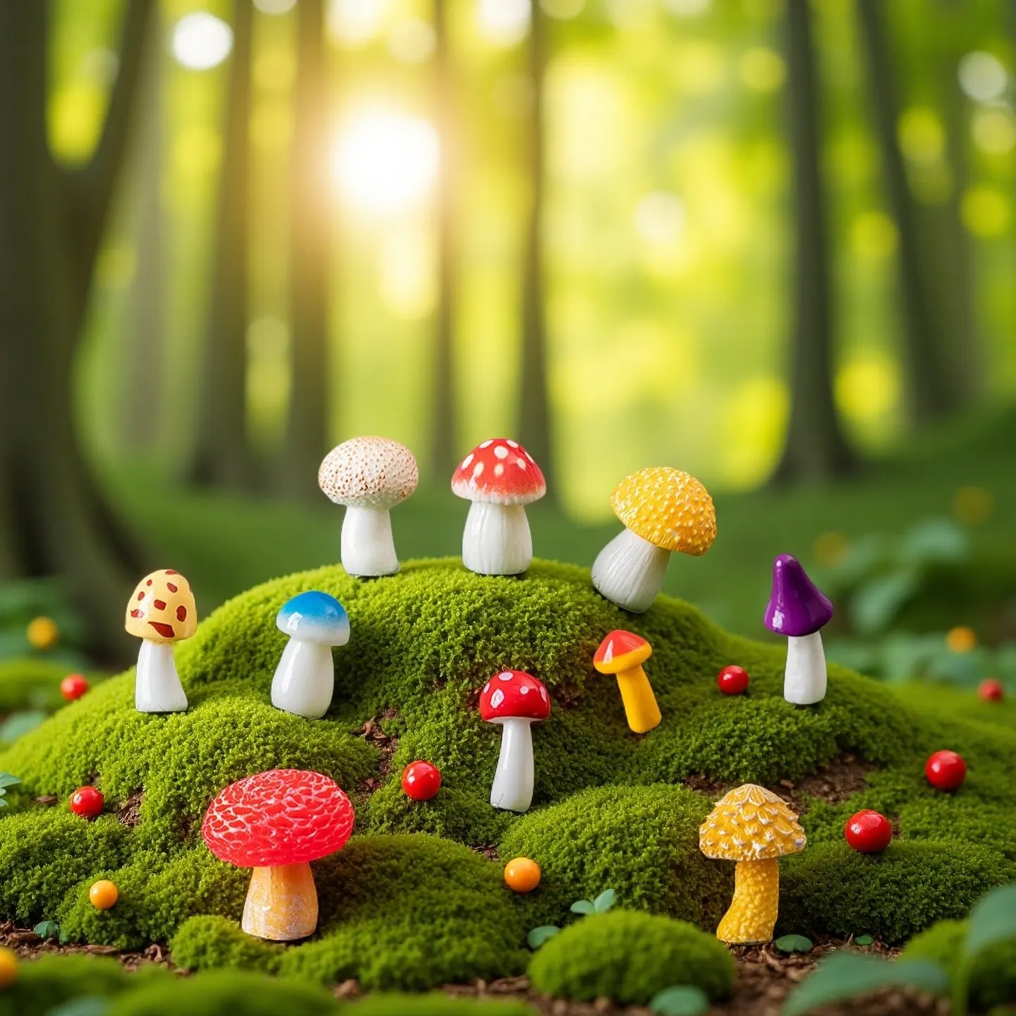 Creative Micro Landscape Healing Mushroom Set – Desktop and Car Decoration Ornaments