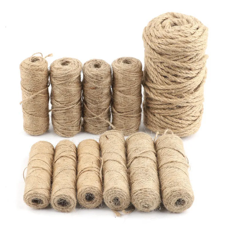 20~100Meters Diameter 1~5mm Natural Jute Hemp Rope Home Decoration Retro Style DIY Craft Cord Gift Wrapping Decorative Ropes jute rope