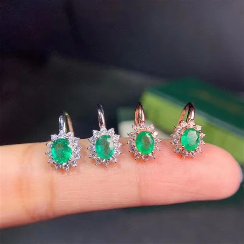 

Natural Emerald Earrings 925 Silver Ladies High-end Design Luxury Atmosphere Jewelry sales with free shipping clearance sale
