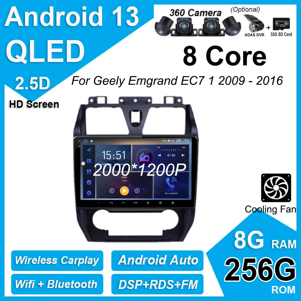 

9" Android 13 For Geely Emgrand EC7 1 2009 - 2016 IPS DSP Car Radio Multimedia Video Stereo GPS Navigation Wifi Player