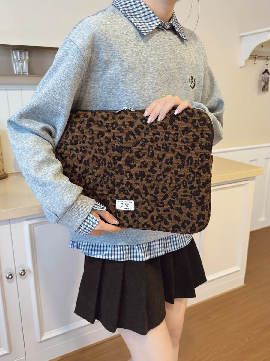 Borsa portaoggetti per laptop con stampa leopardata Borsa da trasporto per laptop da 11/13/15/15,6/16 pollici Custodia per tablet per notebook - immagine 4