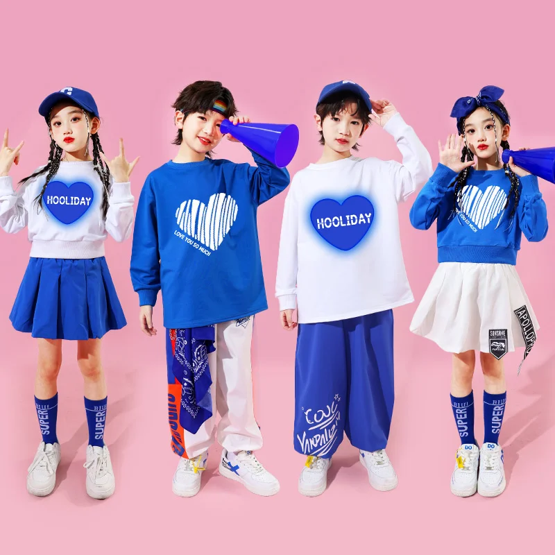 Kids Fashion Hiphop Dance Clothes Hip-Hop-Tops Pants Street Dance Clothing Set Child Street Wear Boy Girl Performance Suit