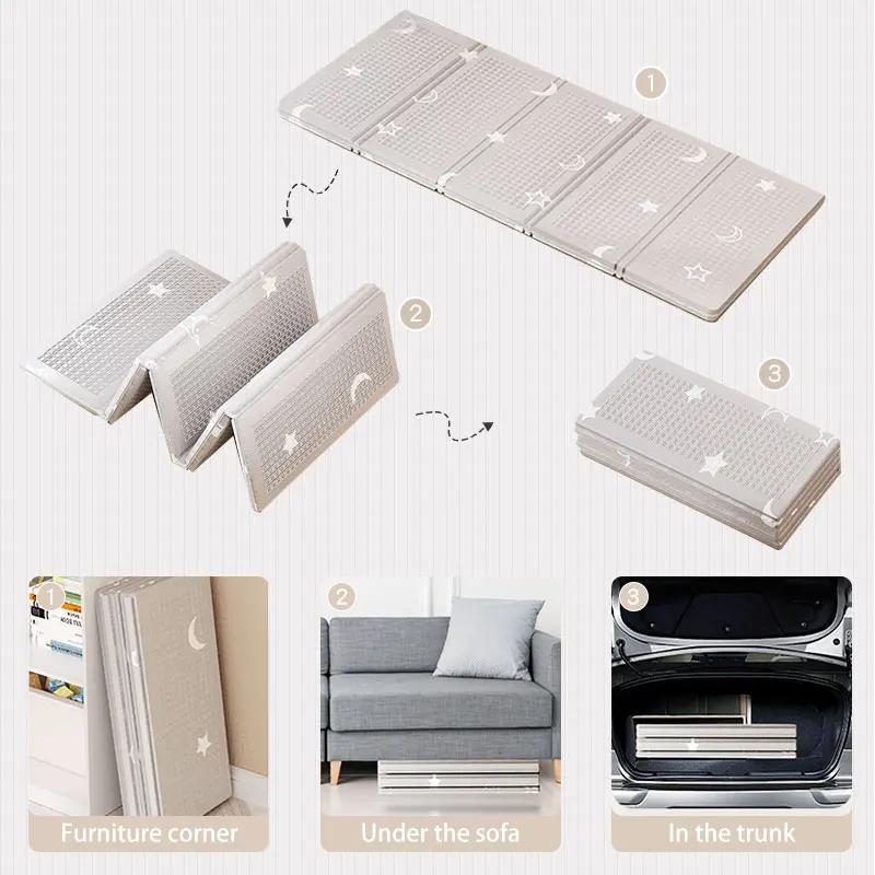Infant Shining 2cm Foldable Baby Play Mat Cartoon Play Mat Puzzle Children's Mat Baby Room Thickened Crawling Pad Folding Mat 4