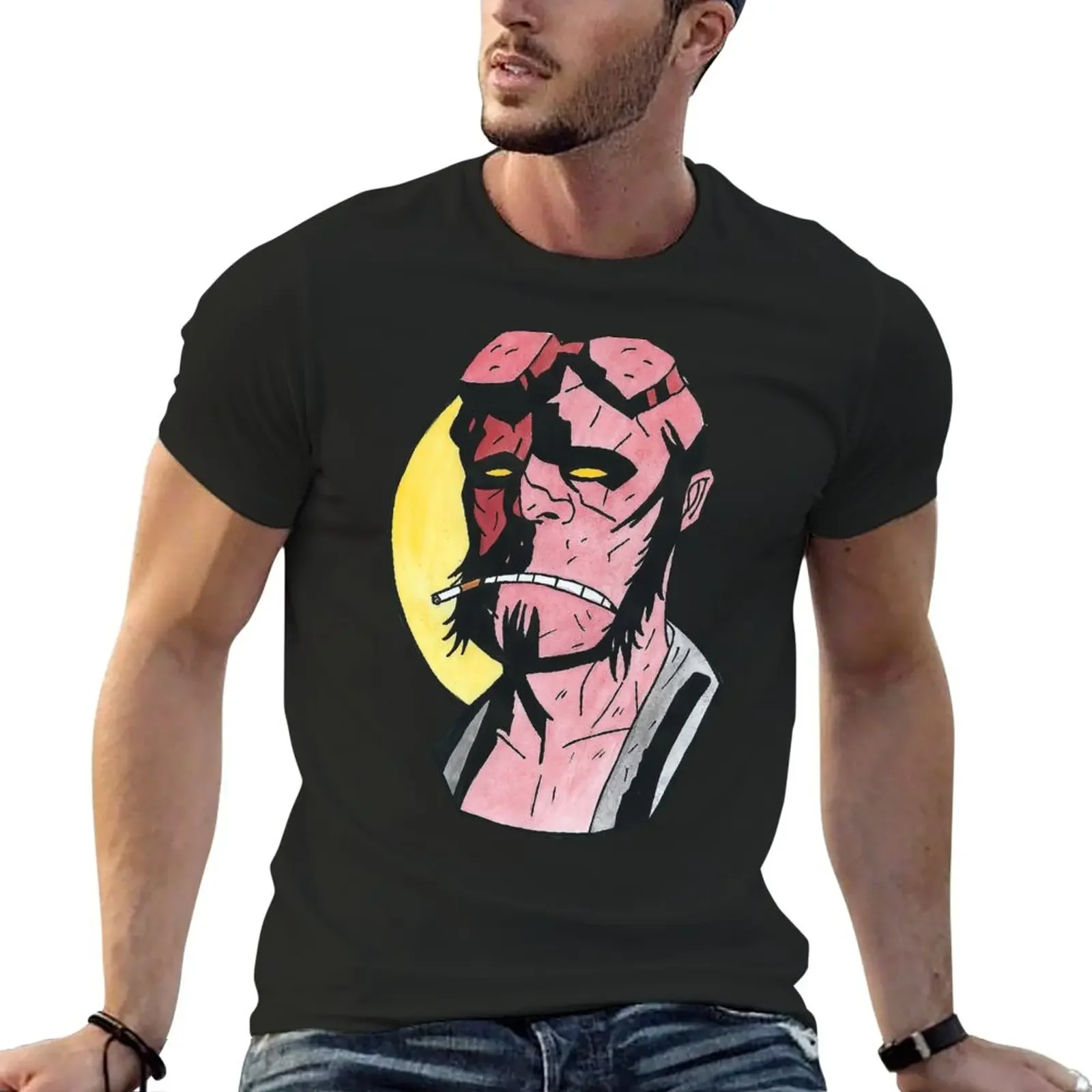 Hellboy T-Shirt Customs Kawaii Clothes Anime Clothes Blacks Abbigliamento Uomo