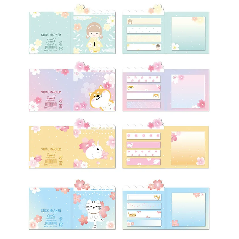 

20 шт./лот Kawaii Cherry Cat Dog блокнот для записей Липкие заметки милые N Times канцелярские этикетки блокнот Закладка школьные принадлежности