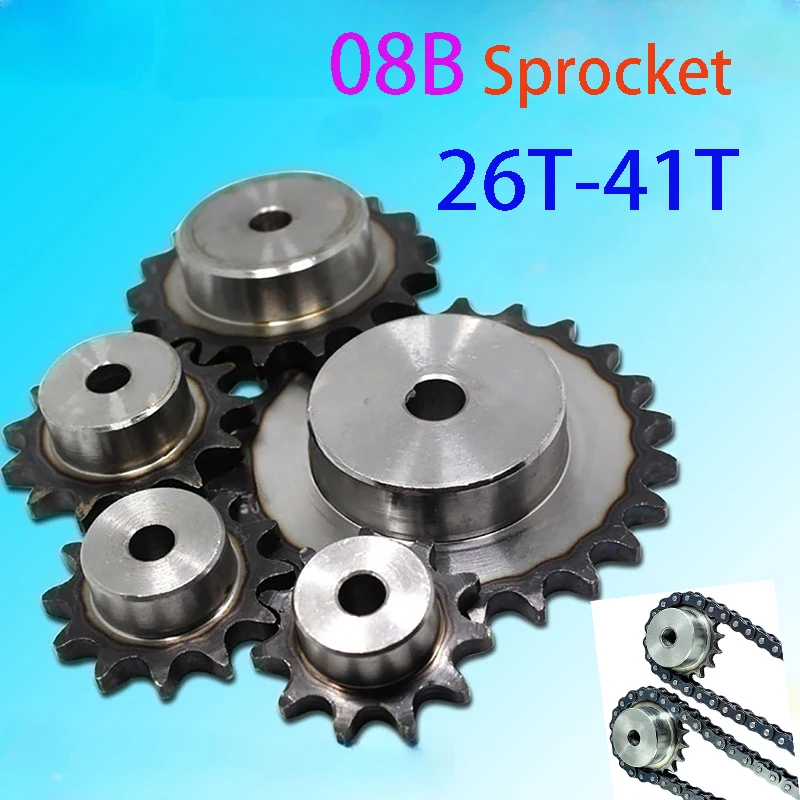 탄소강 원형 구멍 드라이브 스프로킷, 산업용 톱니 스프로킷, 피치 12.7mm, 08B 캠, 26, 27/28  39, 40, 41, 1 개