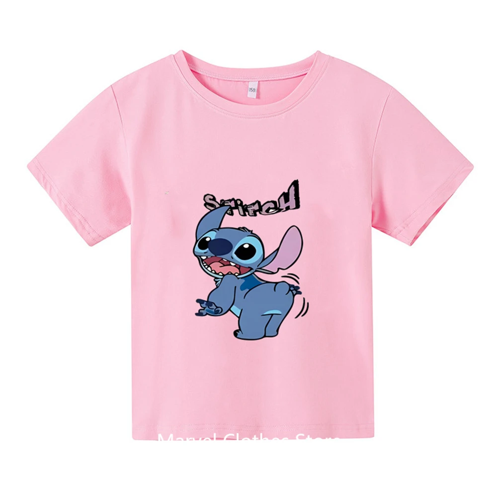 thumbnail image 1 of Lilo Stitch Anime Verano Múltiples Moda Camisetas Para Niños Cuello Redondo Casual Manga Corta Estampado Patrón, 1 of 5