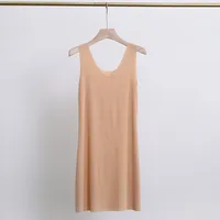 Jupon long sous-jupe fibrStrap robe de nuit chemise de nuit pour femmes, été grande taille robe Slip complet femmes mince glace injLong M-5XL 6