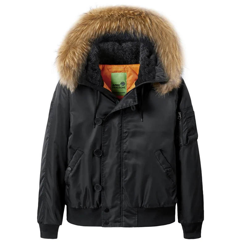 

Fur Collar Hooded Autumn Winter Coat Military Fur Hood Warm Tactical Bomber Jackets Warm Windproof Flight Pilot MA-1 Jacket