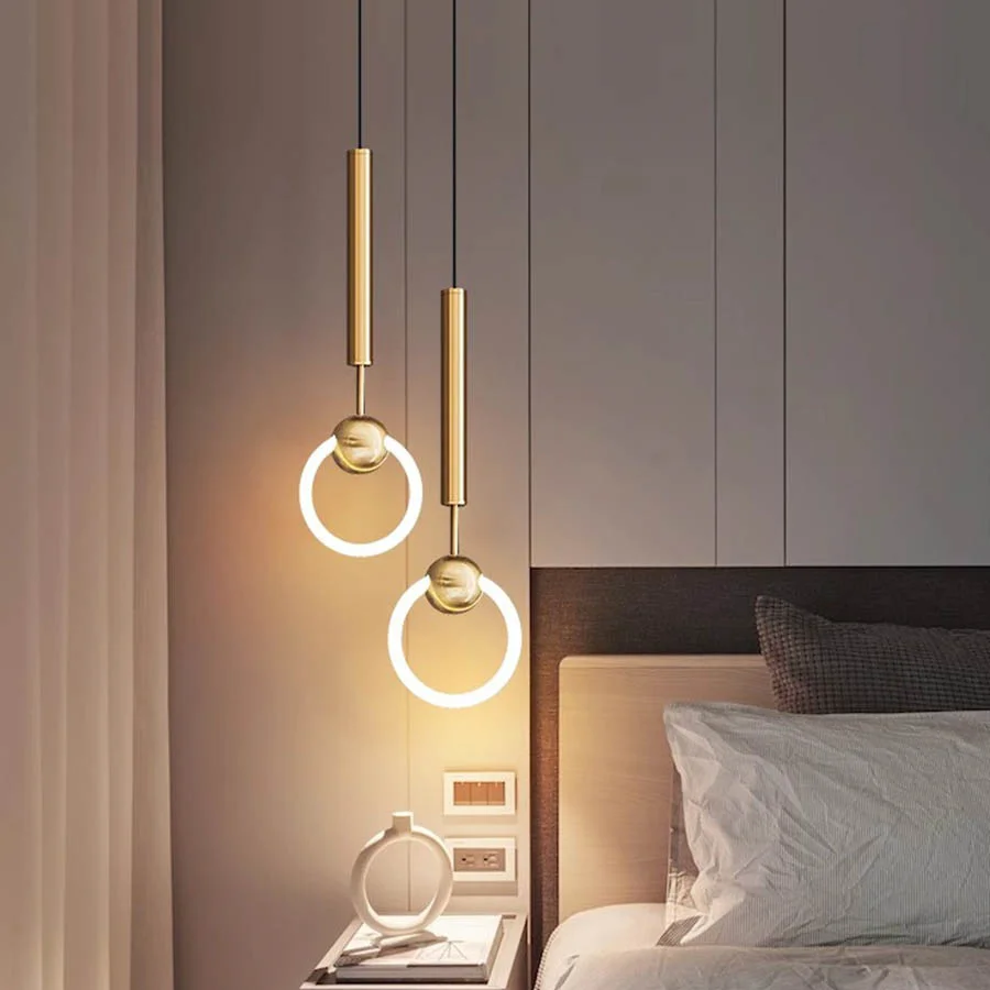 

Nordic Ring Long-line Pendant Light Hanging Lamp Cafe Bar Restaurant Pendant Lamp Dining Living Bedroom Bedside Suspension