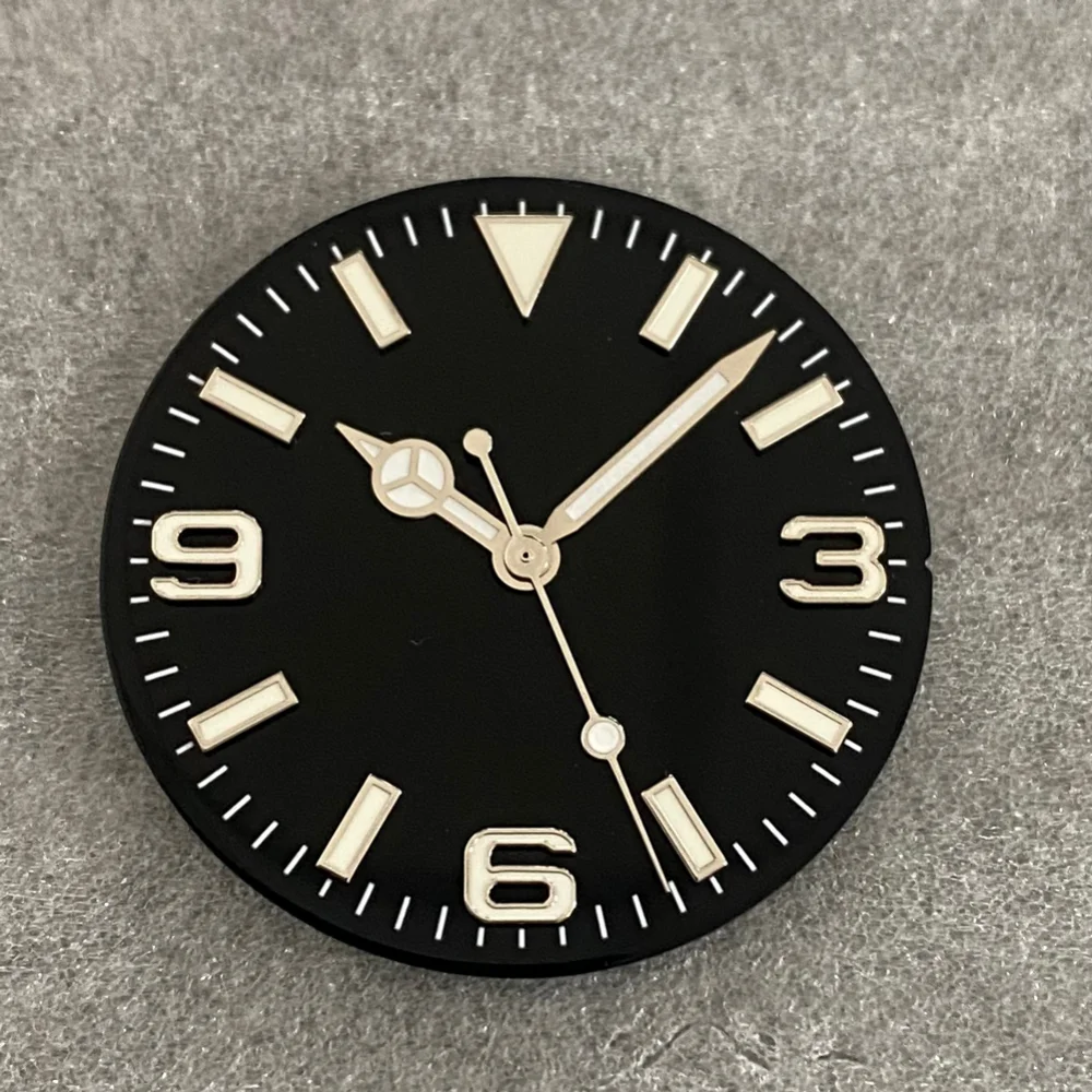 Watch Dial 28.5mm + Watches Hands Green Luminous Modified 369 Nail Watch Face Accessories Fit NH35/NH36/4R/7S Movement watch face accessories,watch dial accessories