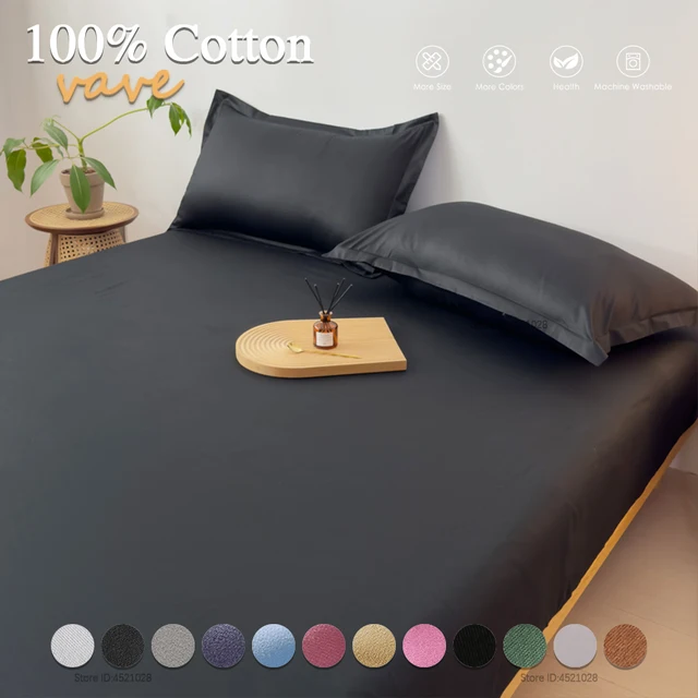 Drap-housse en coton à bords élastiques, housse de protection respirante pour matelas simple/Double/King/Queen Bed 160x200 2