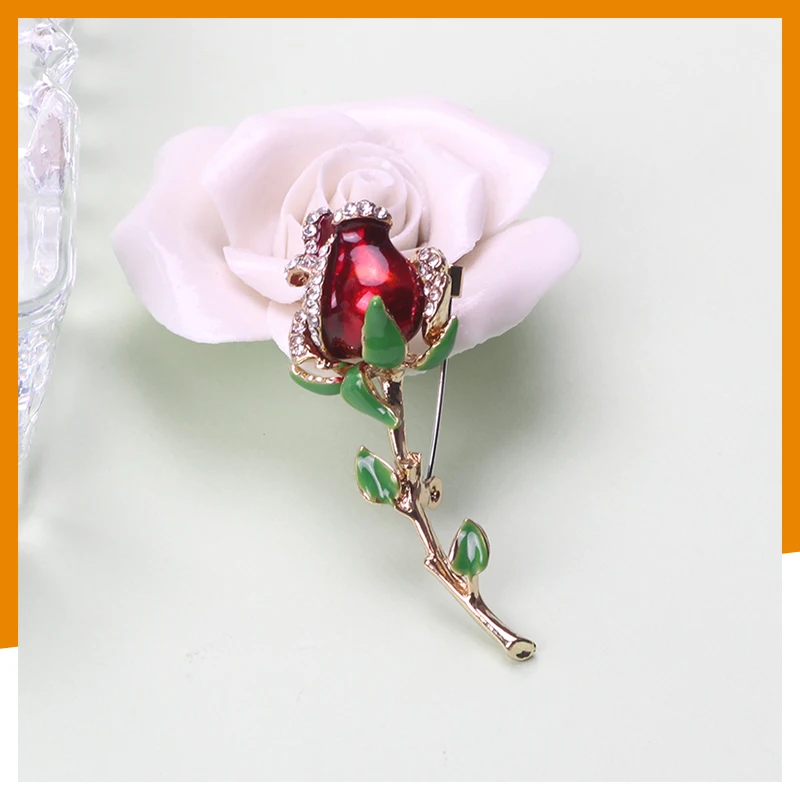 

Shiny Red Blue Enamel Rose Brooch Ladies Classic Beauty Flower Party Office Brooch Pin Gift