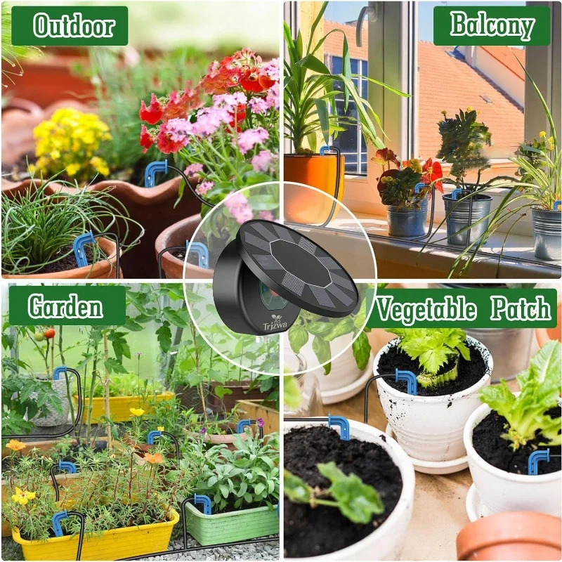 Drip Irrigation Kit Solar Automatic Drip Irrigation System Kit DIY Irrigation System for Garden Outdoor Indoor Gardening 9 Timing Modes