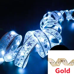 Aswesaw LED Ribbon Fairy Lights - 10m Christmas Tree Decoration for 10M - 100 LEDs (Gold - white)