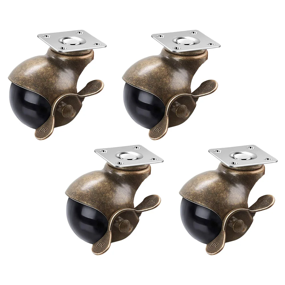 

4 Pcs Universal Workbench Wheels Caster Cabinet Supplies with Brake Retro Roof Casters Vintage