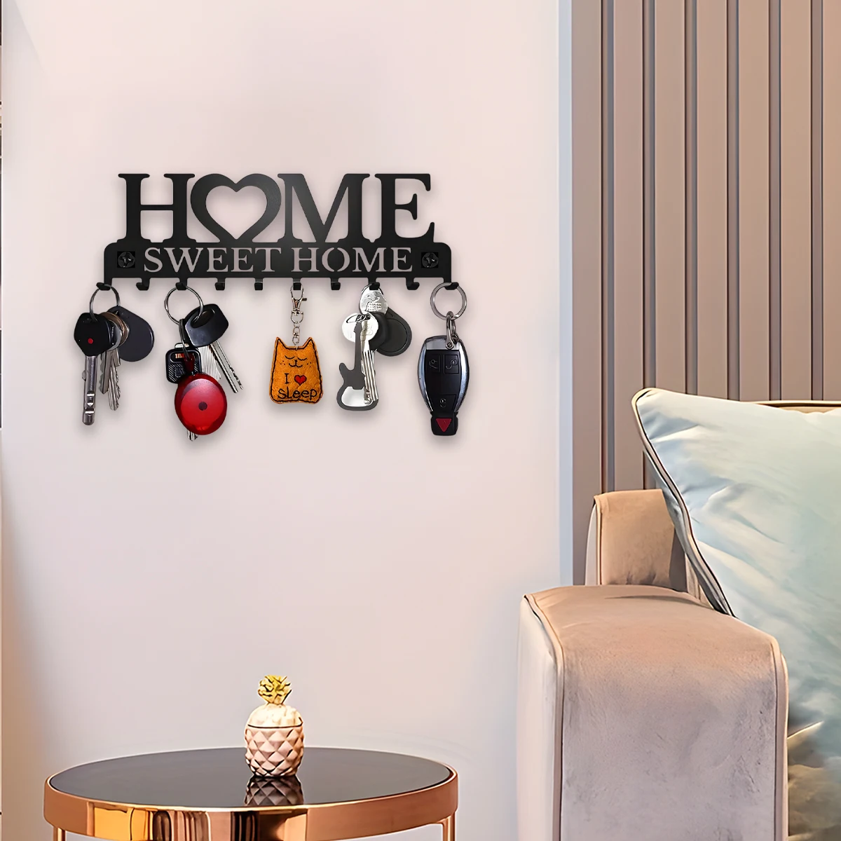 1pc Black Metal Keys Holder Wall Mount Key Holder Sweet Home Design Style Key Rack for Key Hanger With 10 Hooks 4