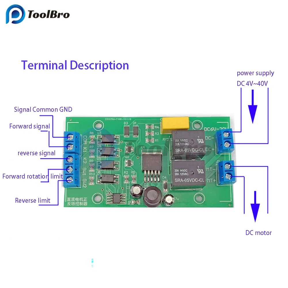 DC 6V 12V 24V DC Motor Forward and Reverse Controller 20A High Current with Limit Relay Driver Lifting Control Board dc motor speed controller motor speed controller electric motor speed controller