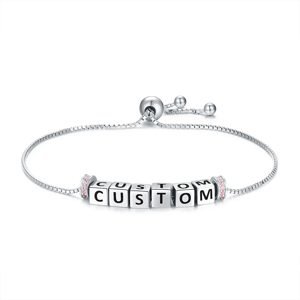 925 Sterling Silver Personalized Initial Letter Bracelet Custom Name&Birthstone Jewelry Birthday Gifts for Women Daughter Mom
