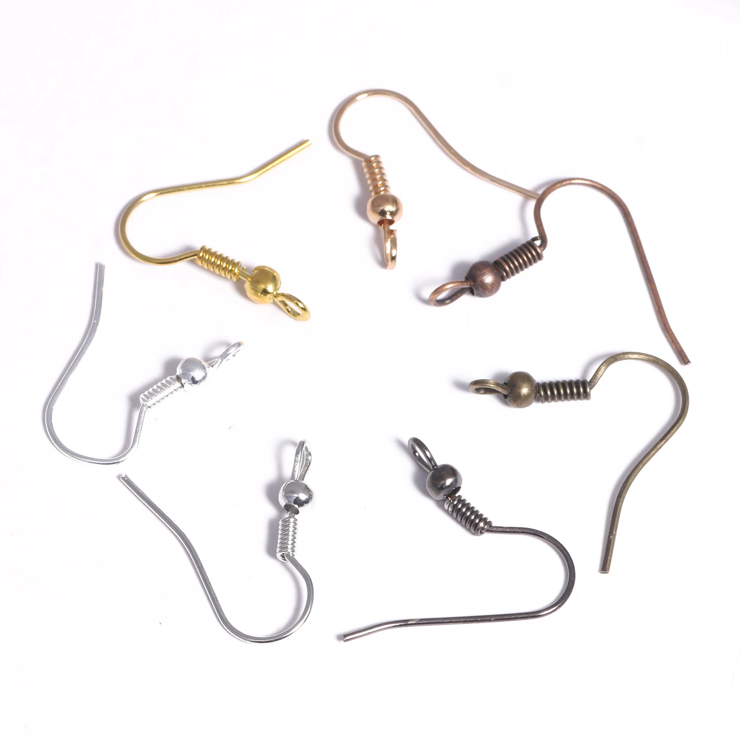 

100pcs/lot Iron Ear Hook Clasp With Beads Hooks Earrings Jewelry Findings Supplies Components For DIY Jewelry Making Accessories