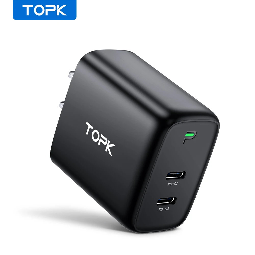 TOPK B15-C2 40W Portable USB Type C Charger QC 3.0 Quick Charger For iPhone 13 12 ProMax Fast Charging For Samsung Xiaomi usb fast charge Chargers