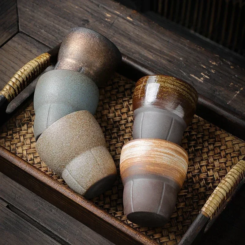 1pc 150ml Japanese Ceramic Coffee Cup Pottery Espresso Cups Vintage Kung Fu Tea Cup Office and Household Water Mug Wholesale