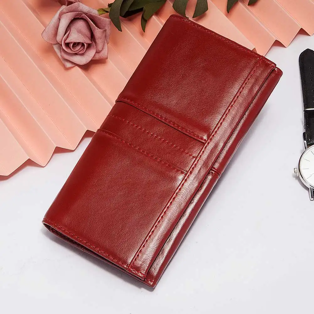 Women's Clutch Bag Genuine Leather Wallets Fashion Female Cell Phone Purse RFID Blocking Credit Card Holder with Zipper Pocket - 6