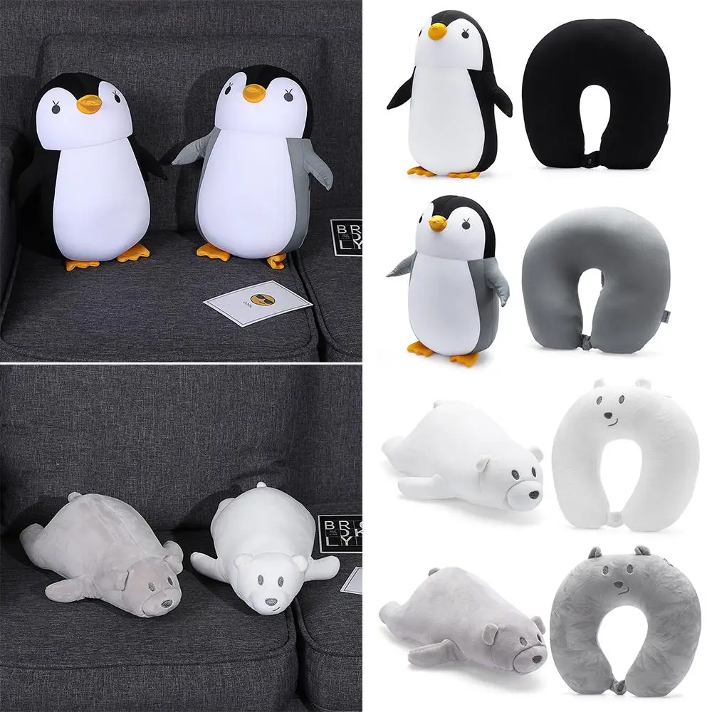 Cute Soft Changable Multifunctional Cervical Penguin Whale Fluffy Pillows Protection Neck U Shaped Travel Pillow