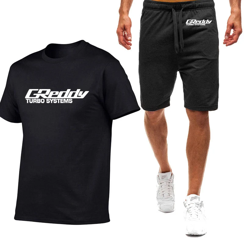 Summer Casual Crewneck T Shirt and Sweatpants Set for Men