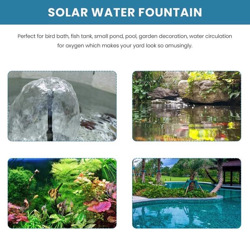 Solar Fountain Pump Kit for Outdoor 2022 New Arrived Solar Powered Water  Fountain with Stake 4 Water Styles for Bird Bath Pond - AliExpress