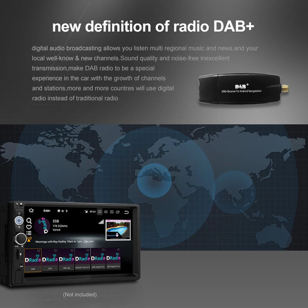 DAB + 박스 라디오 리시버 어댑터, DAB + 리시버 USB 인터페이스, 자동차 라디오 안테나 리시버, 안드로이드 5.1 이상