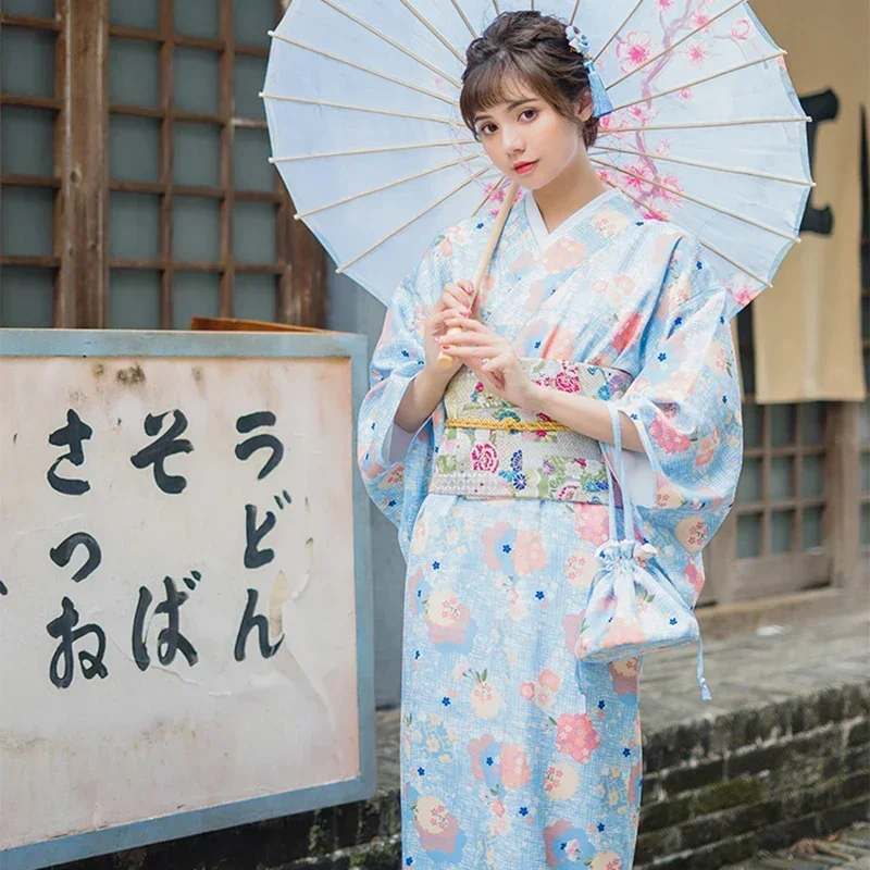 Vintage Style Women's Long Dress Traditional Japan Kimono Print Color Yukata Bathrobe Cosplay Photography Dress Graduation Dress