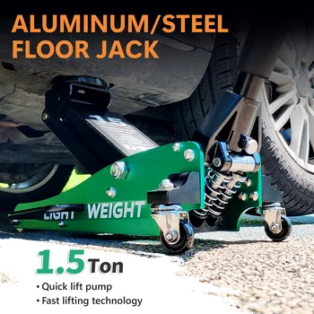 1.5 Ton/3300 LBS Low Profile, Aluminum And Steel Racing Hydraulic Floor Jack With Dual Piston Quick Lift Pump 1