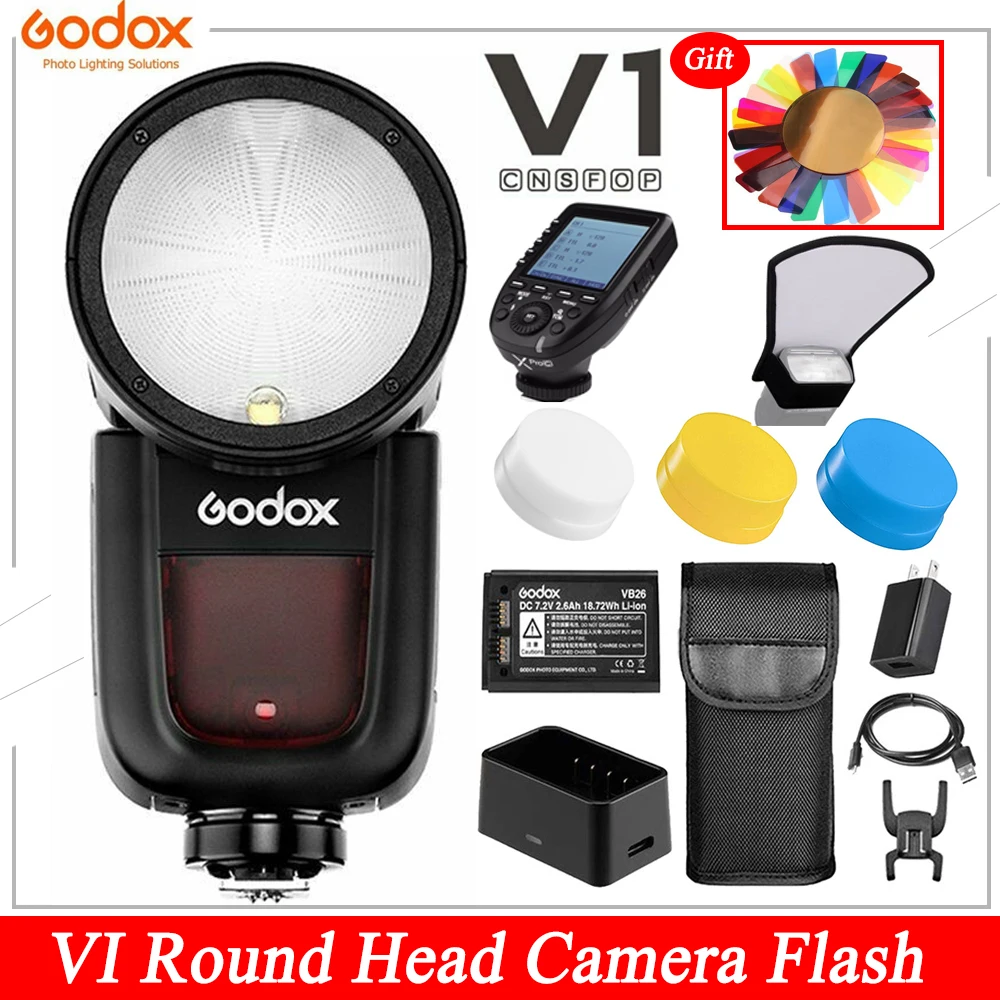  Godox V1-S TTL Flash Speedlite, 76Ws 2.4G High-Speed Sync  1/8000s 2600mAh Li-ion Battery Round Head Camera Speedlight with Godox  AK-R1 Accessories Kit Compatible for Sony Cameras : Electronics