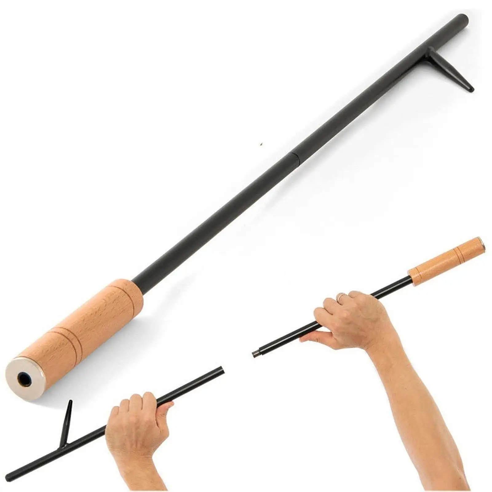 Fireplace Poker Portable Comfortable Grip Steel Multipurpose Fire Pit Poker Removable for Campfire Barbecue Woodstove Camping