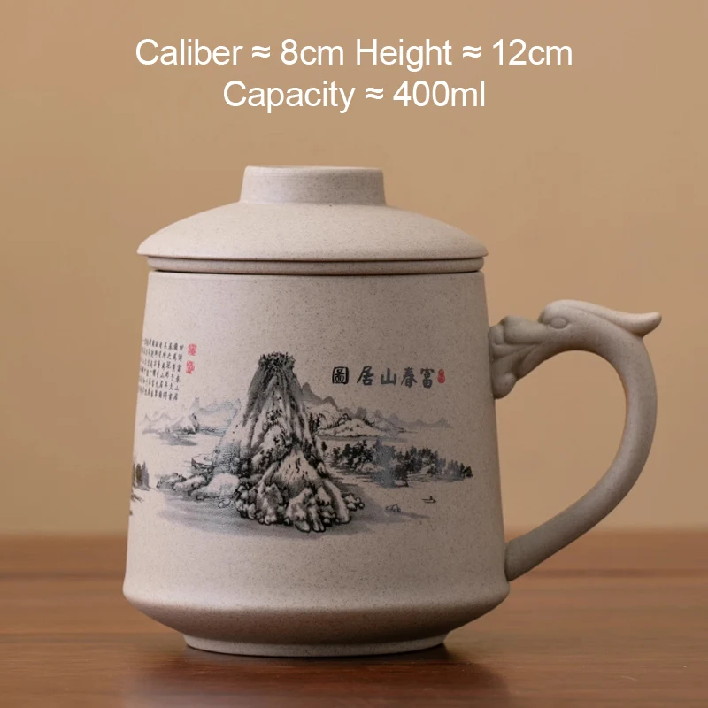 Chinese Style Cartoon Persimmon Pattern Mug, Home Personal Office Cute Teacup With Cover Creative Separated Tea Cup for Tea, 1Pc