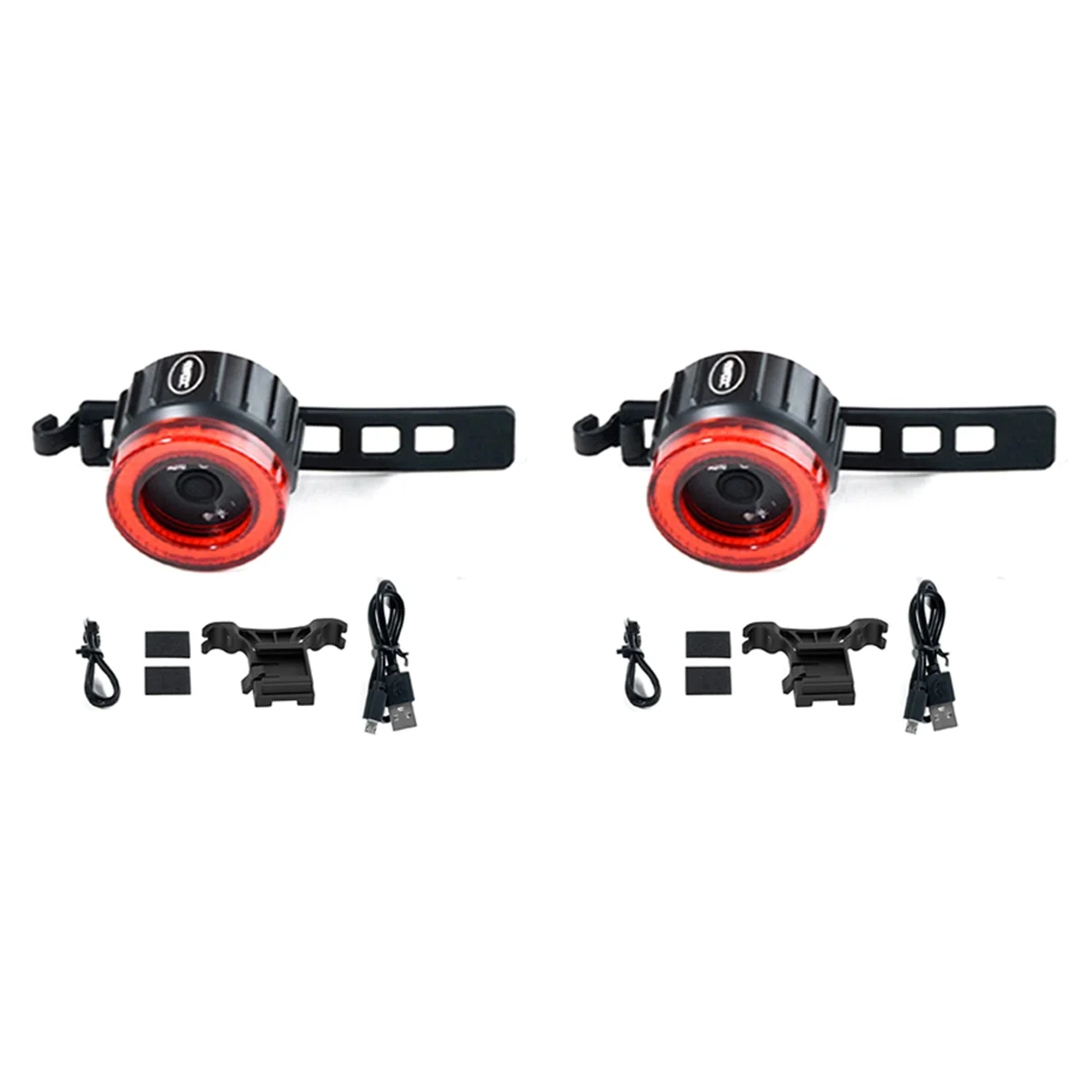 BAAU 2X Bicycle Intelligent Brake Taillight Cob Large Aperture Seat Post Cushion Taillight