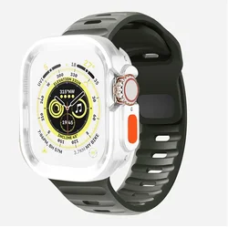Candy Silicone Case and Strap for Apple Watch - Vibrant Rubber Band Accessory (BlackishGrTr)