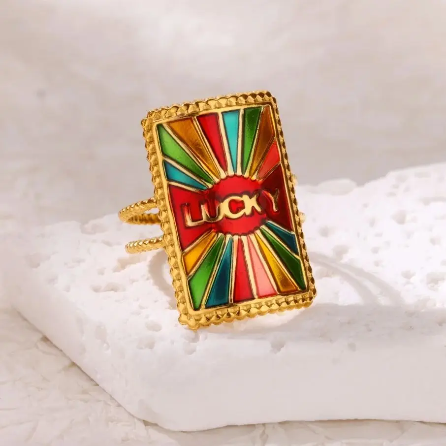 Zircon Ring For Women Gold Color Stainless Steel Weddng