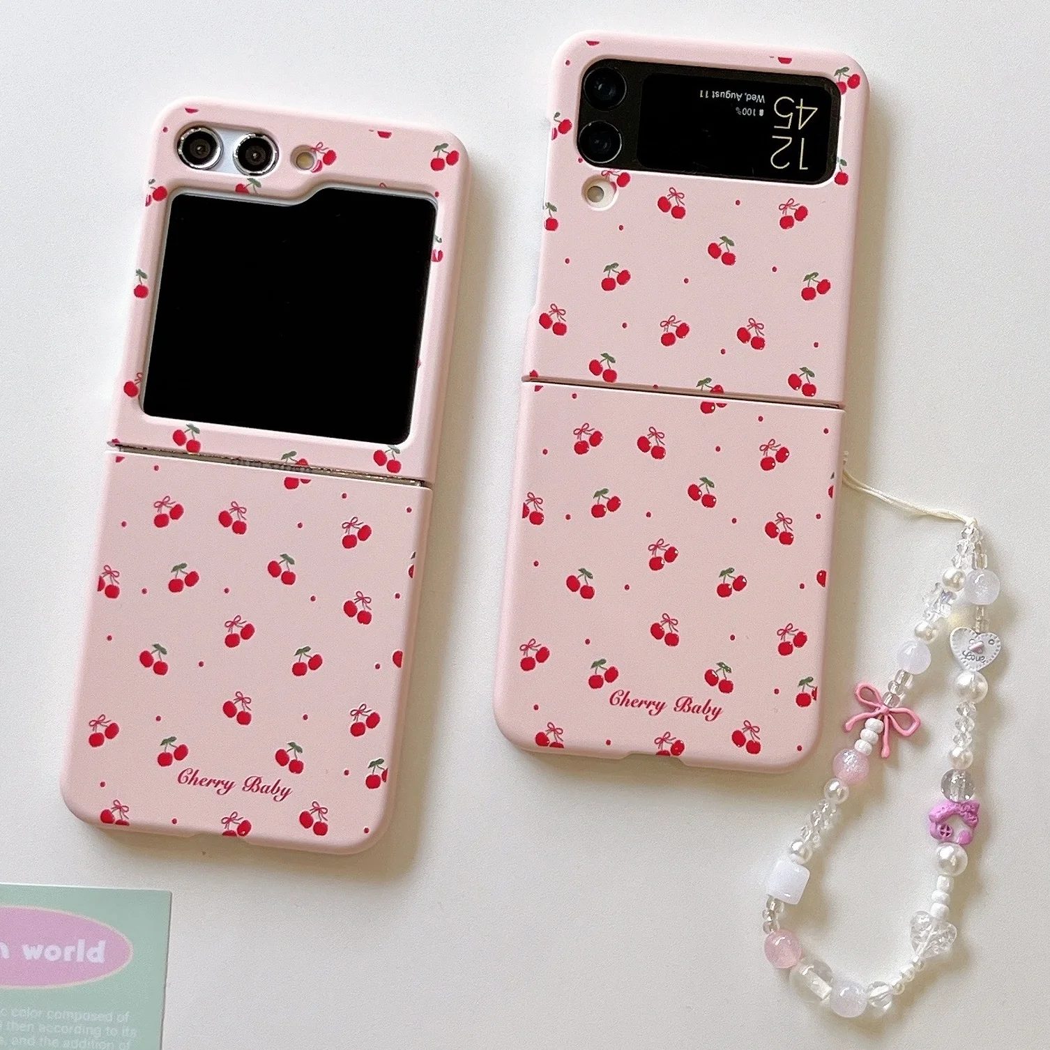 Cherry-Themed Shockproof Bracelet Phone Case with Skin-Feel Texture