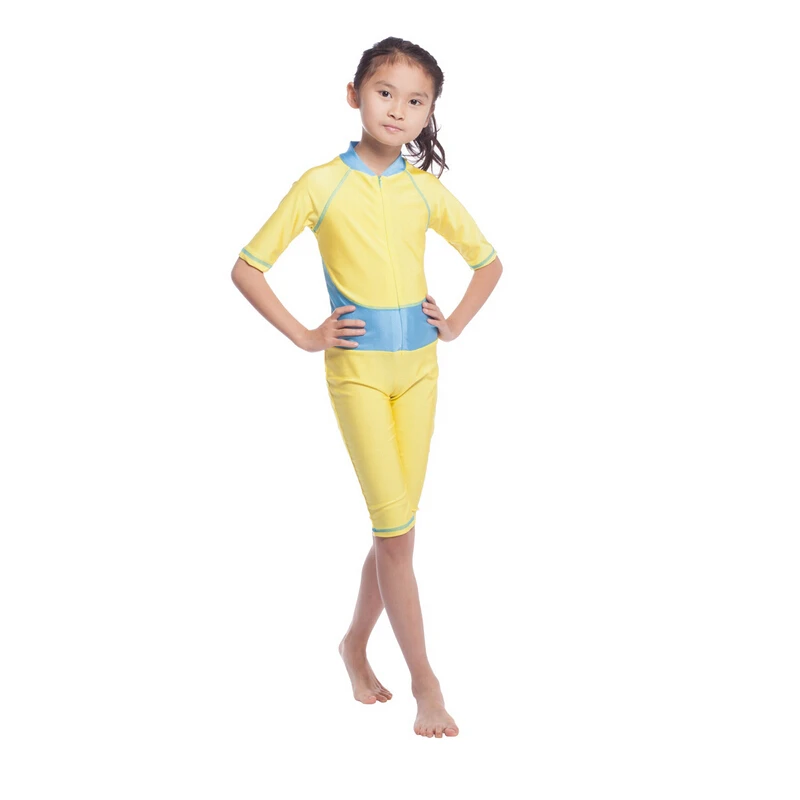 2-15Year Girls Bodysuits for Kids Swimming Diving Sports Suit Islamic Dubai ArabicTurkey One Piece Swimwear Elastic Skin Clothes