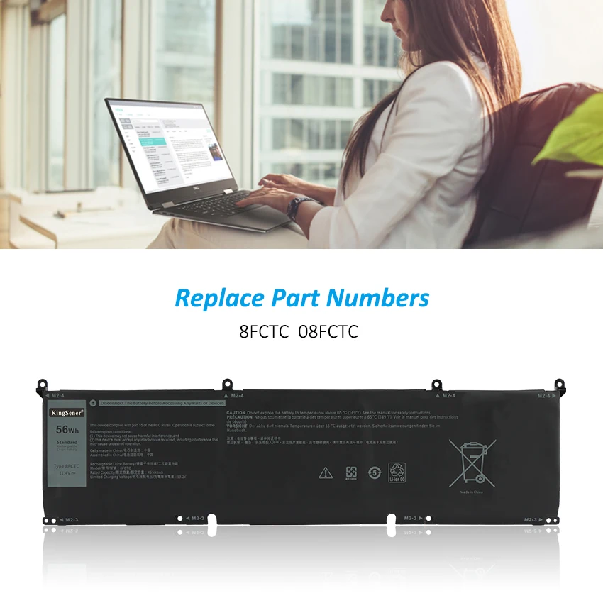 Células Bateria para Dell Dell G15 5510 5511 5520 5515 5521 Series Dell Xps 15 9500 g7 15 7500 11.4v 56wh Kingsener8 - Imagem 2