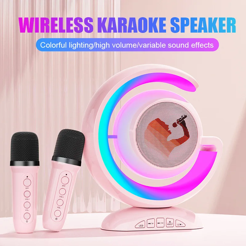 Laser Karaoke LED Microphone - Pink