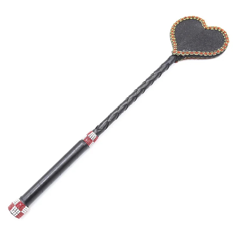 38CM PU Leather Heart-Shaped Flog Spank Paddle Horse Whip Beat Submissive for Horse Training Bat 5
