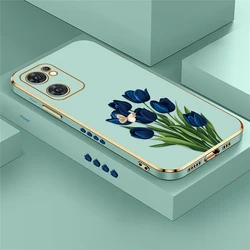 Shockproof Silicone Phone Case with Tulip Flower Butterfly Design for OPPO Reno10 (Green - TY1233)