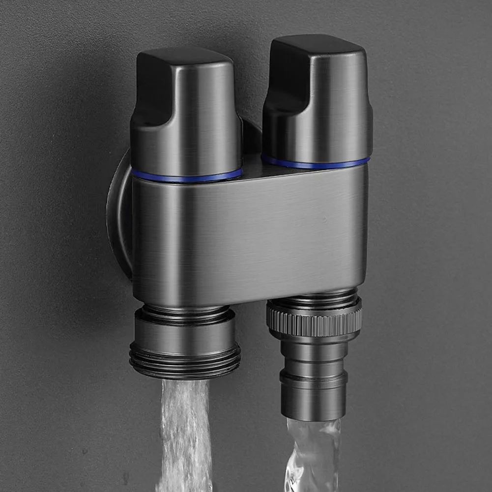 

G1/2 1 In Two Out Double Control Washing Machine Faucet Toilet Triangle Valve Point Interface Washing Machine Faucet