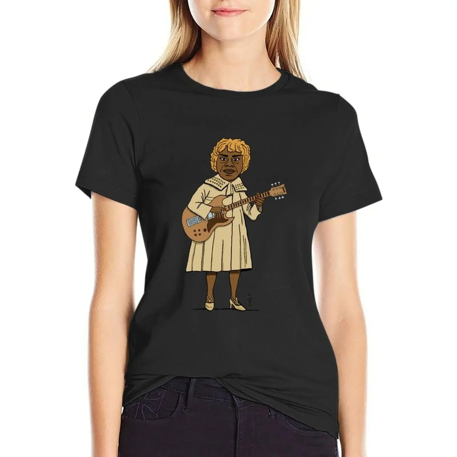 

Drawing by Sister Rosetta Tharpe T-Shirt graphics summer top cute clothes vintage clothes western t-shirt dress for Women