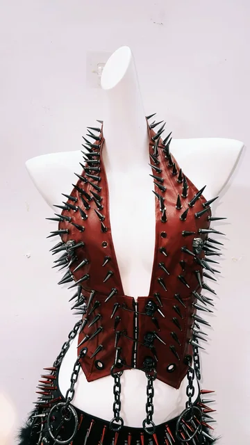 Gothic Tank Tops Punk Tank Tops halter topy2k clothes y2k crop top gothic clothes y2k top rivetTank Tops Skull top vintage tops 6