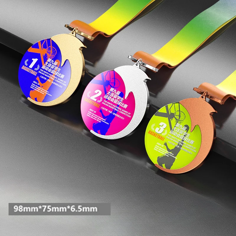 Customization Metal Crystal Medal, Gold, Silver, Copper, Student Competition Souvenirs Award, Hanging Around the Neck Decor, 1Pc